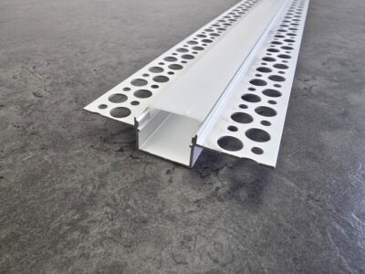 Plaster-In Standard Aluminium LED Profile (2m) - Architectural Trimless Finish, Max PCB 17mm - Complete with Fixings - Image 3